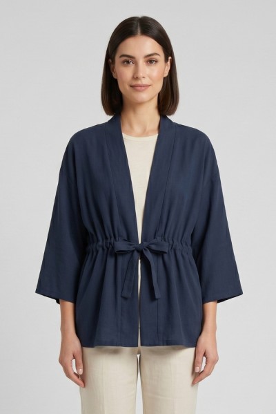 Fresh Flower kimono in misto lino con fusciacca FD657 — 805219040079536_1
