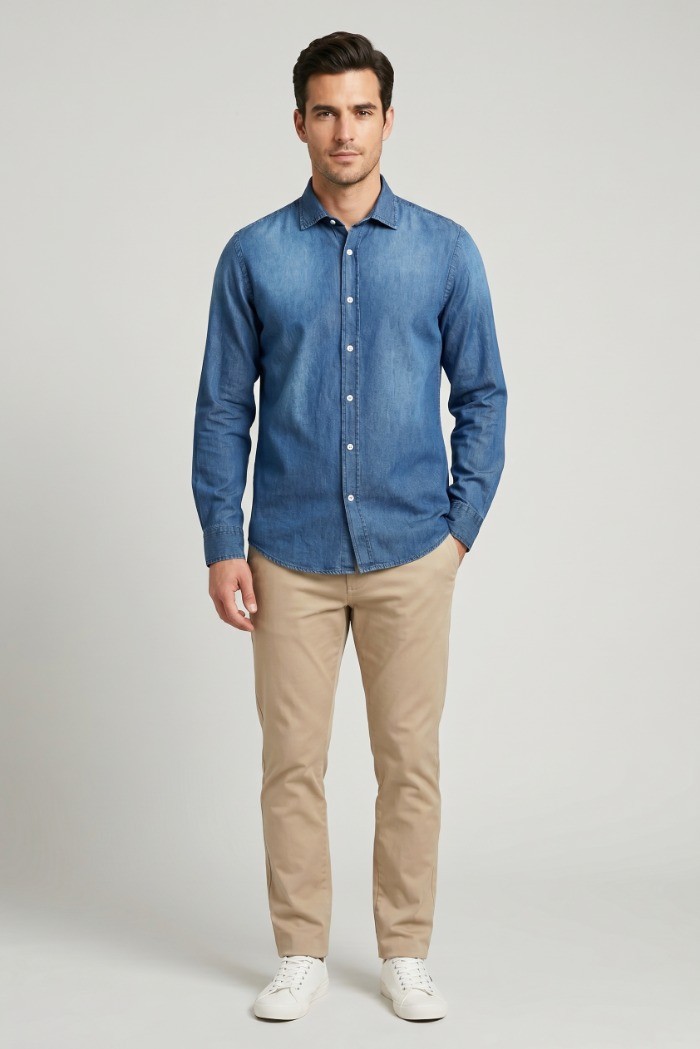 Superior Vintage camicia in denim di cotone SV1516P M50254 [303d5af0]