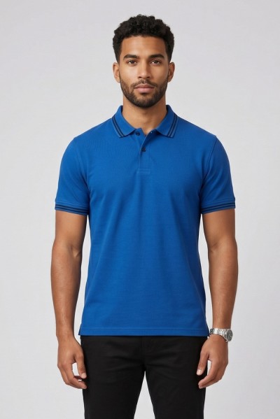 Markup polo in piquet di cotone con dettagli a contrasto MK11002 [4350a239]