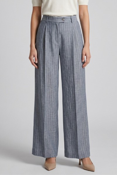 Fly Girl pantalone gessato in poliviscosa 31221/04 — 805219040079629_1