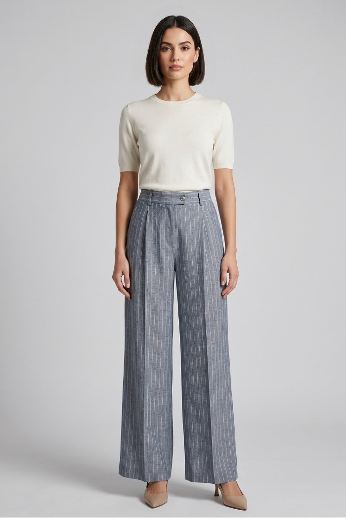 Fly Girl pantalone gessato in poliviscosa 31221/04 [3304402f]