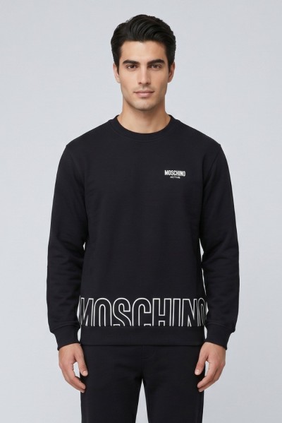 Moschino felpa girocollo in cotone con stampa logo sul fondo V1A1711-4418 [aa6f69fb]