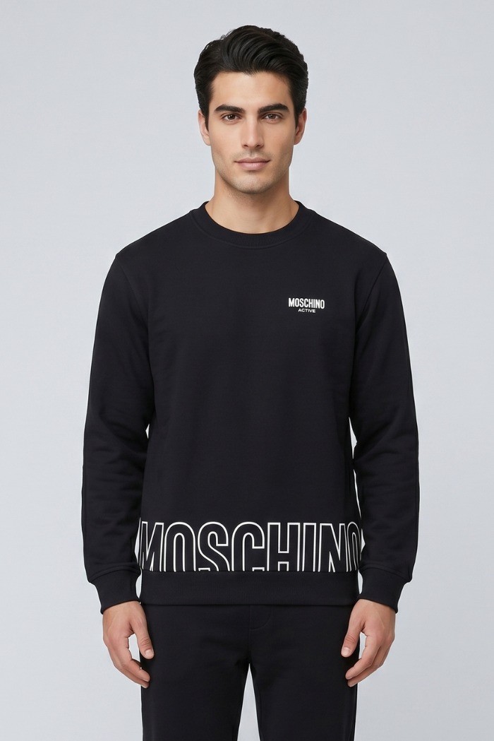 Moschino felpa girocollo in cotone con stampa logo sul fondo V1A1711-4418 [aa6f69fb]