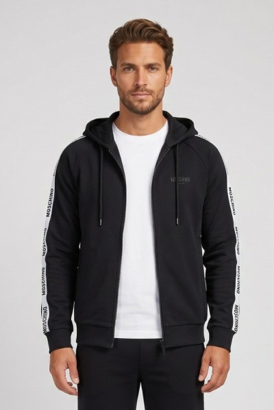 Moschino felpa in cotone stretch con zip e bande logate V1A1782-4409 [f23ca155]
