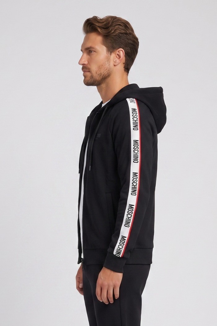 Moschino felpa in cotone stretch con zip e bande logate V1A1782-4409 [2b1ae258]