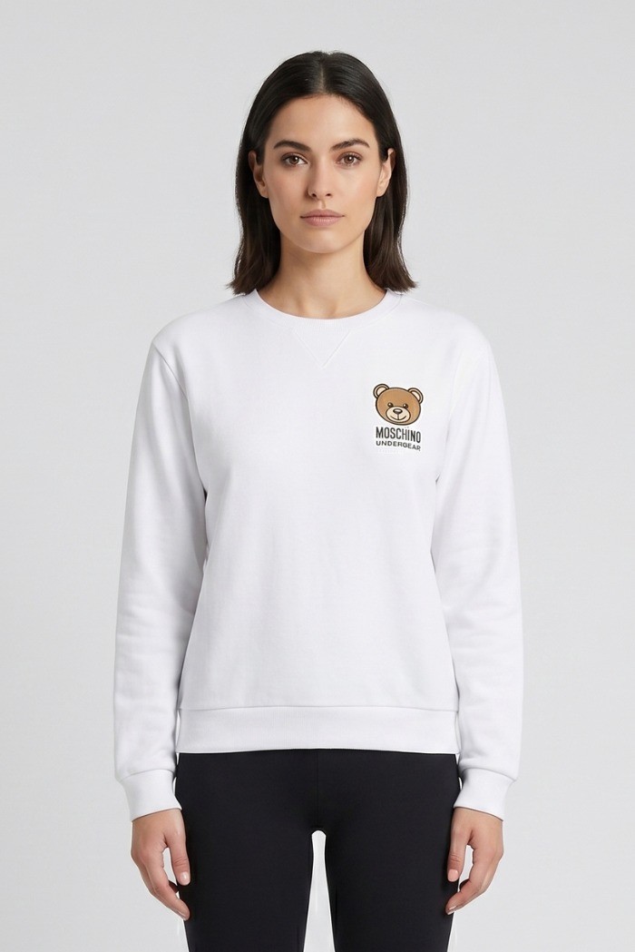 Moschino felpa girocollo in cotone stretch con logo orso V6A1705-4409 [99876743]