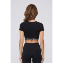 Moschino t-shirt cropped in cotone stretch con elastico logato V6A1201-4402 [7acbcb8d]