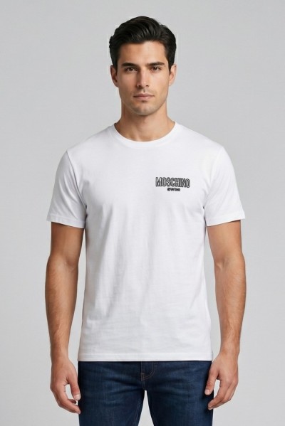 Moschino t-shirt in jersey di cotone con stampa logo V3A0701-9421 [3340b1f0]
