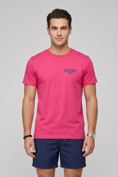 Moschino t-shirt in jersey di cotone con stampa logo V3A0701-9421 [a1f5663b]