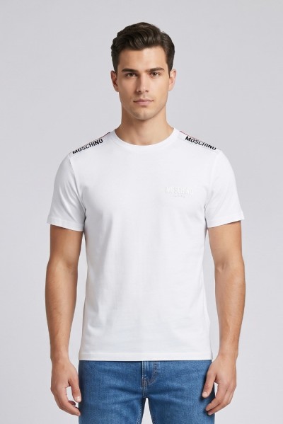 Moschino t-shirt in cotone con bande logate V1A0781-4405 [68da9060]