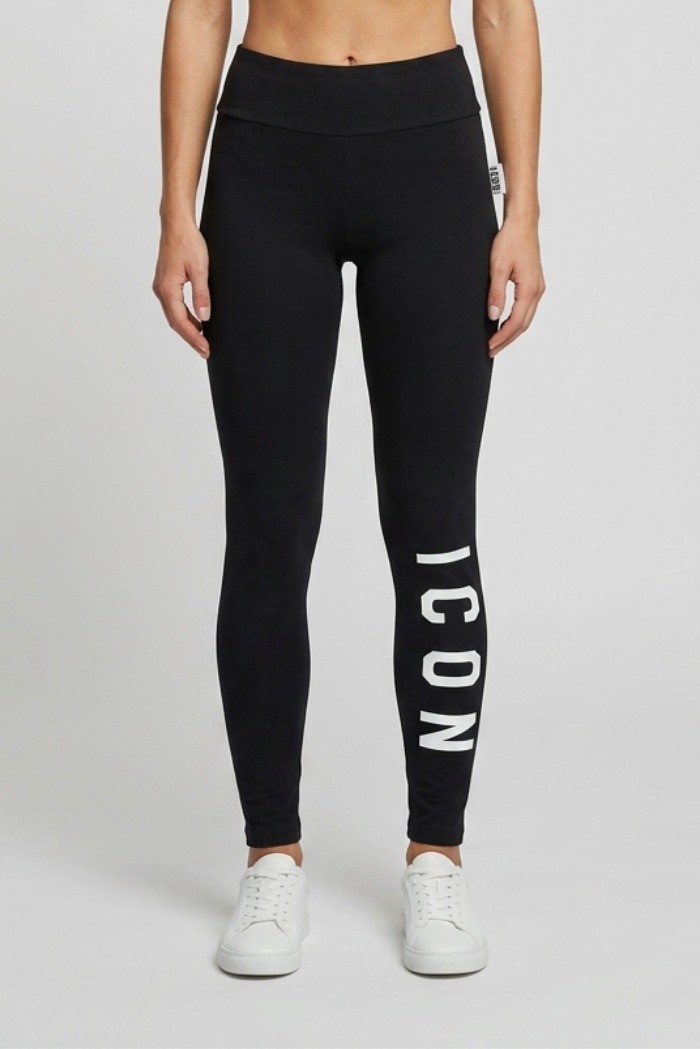Icon leggings in cotone stretch con maxi stampa logo IDL003 [9a418903]