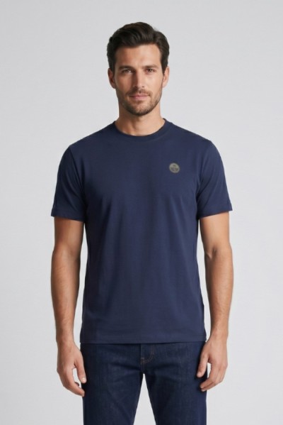 North Sails t-shirt in jersey di cotone stretch con logo patch 693156 [2870dc72]