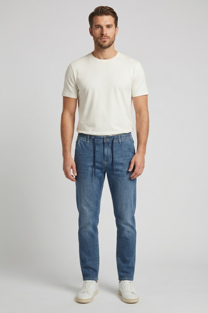 Rifle jeans chino in denim leggero con laccio RF422 [402e9e08]