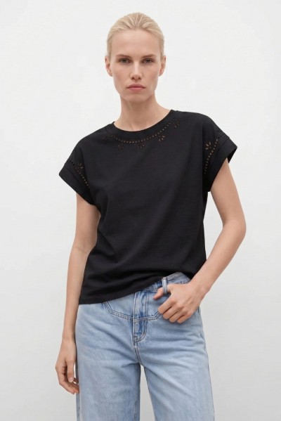 Influencer t-shirt in cotone con ricamo sangallo 05AB223 — 805219040080039_2