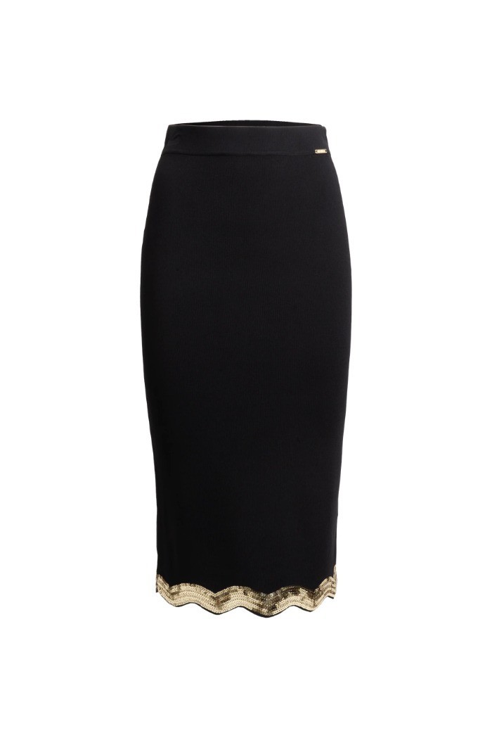 Influencer gonna aderente in maglia con paillettes 05J7765 [365ff6de]