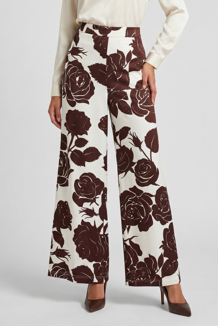 GM by Gai Mattiolo pantalone palazzo a fantasia rose GM3696 [d4f82130]