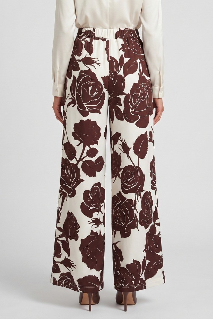 GM by Gai Mattiolo pantalone palazzo a fantasia rose GM3696 [0dde623d]
