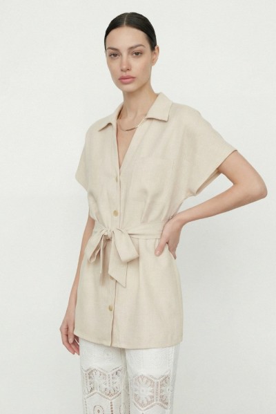 Influencer camicia safari in viscosa e lino 05T0076 [ce76563e]