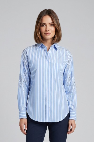 Fly Girl camicia rigata in misto cotone stretch 2665/02 [77bd1c6b]