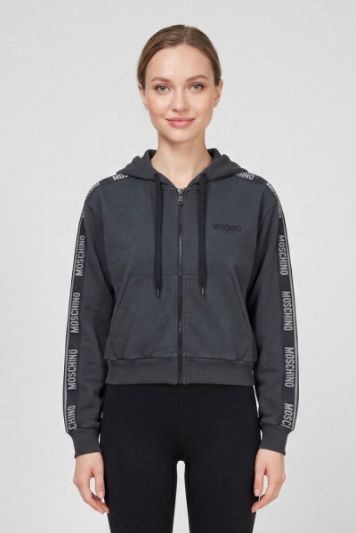 Moschino felpa cappuccio da donna con bande logate v6a1709-4436 [5ac64da7]