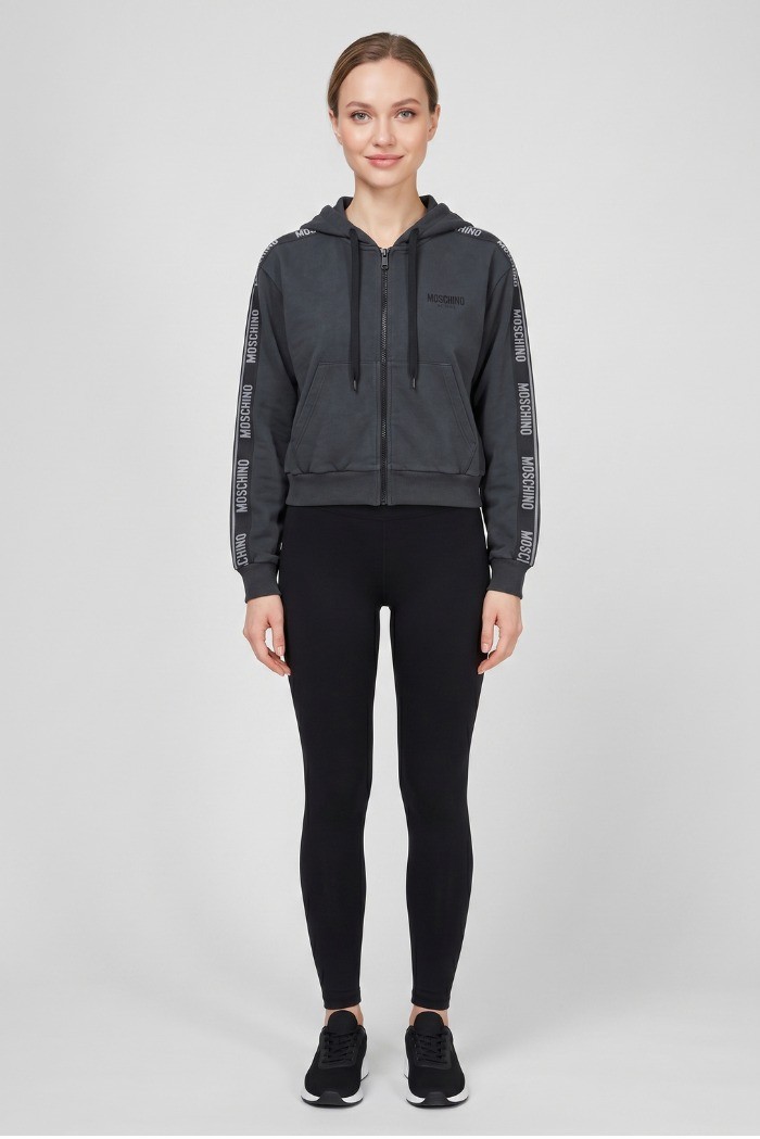 Moschino felpa cappuccio da donna con bande logate v6a1709-4436 [34fdcfae]