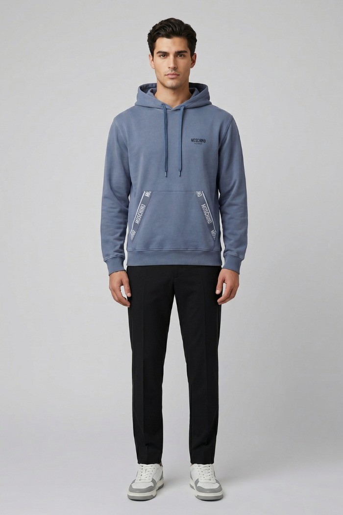 Moschino felpa cappuccio delavè con bande logate V1A1716-4436 [29e8f88c]