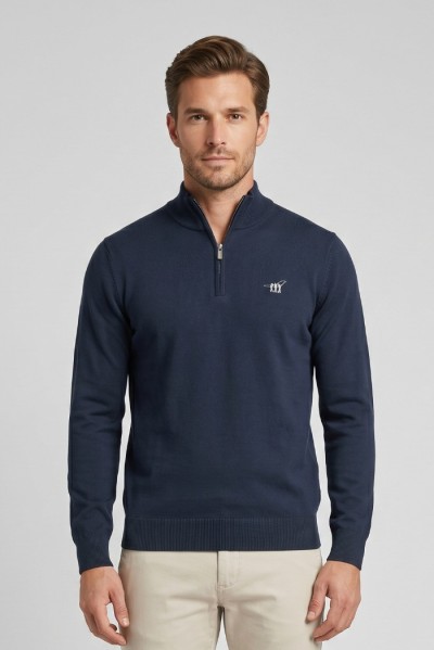 Henry Cotton's maglia mezza zip in filo di cotone MG650792 [89296967]