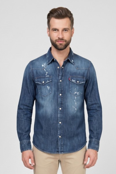 Patriot camicia in denim di cotone CU123 [8e42687a]