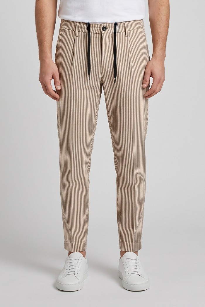 Markup pantalaccio in cotone a righe con pences mk295154 [4421f009]