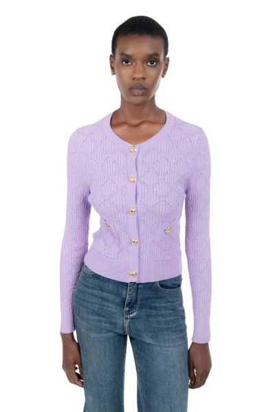 Influencer cardigan girocollo con bottoni oro 03H93722 [7afd6fb9]