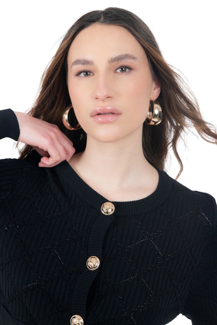 Influencer cardigan girocollo con bottoni oro 03H93722 [6641540f]
