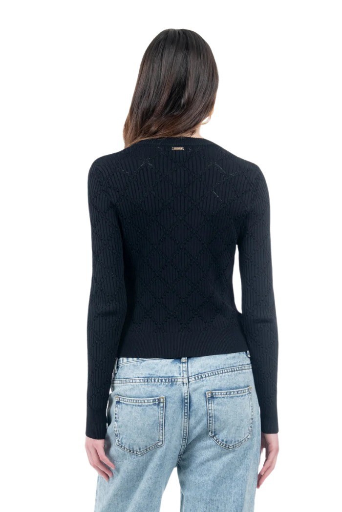 Influencer cardigan girocollo con bottoni oro 03H93722 [d15c950b]