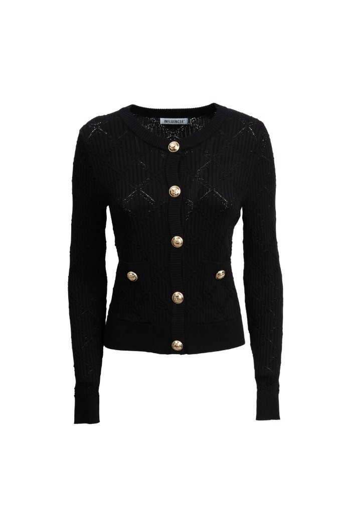 Influencer cardigan girocollo con bottoni oro 03H93722 [63111311]