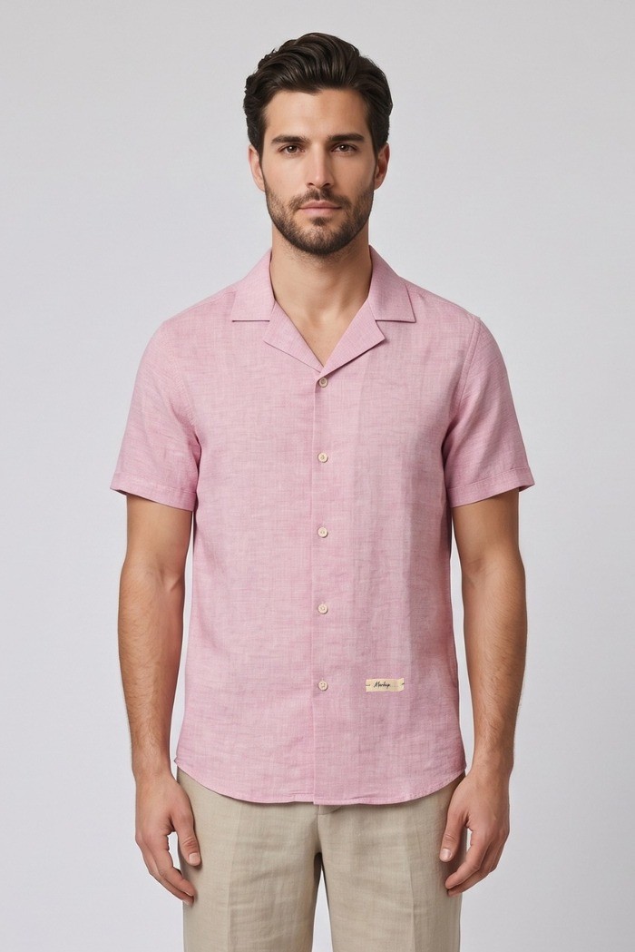 Markup camicia collo riviera in lino delavè MK293039 [33f94468]