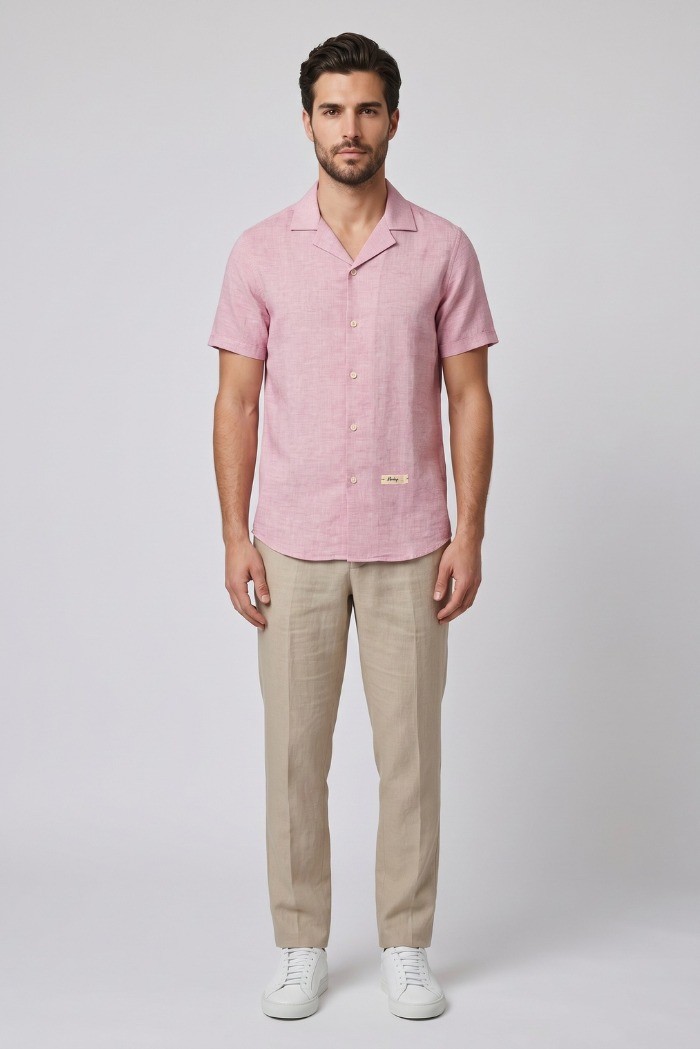 Markup camicia collo riviera in lino delavè MK293039 [5dc2c661]
