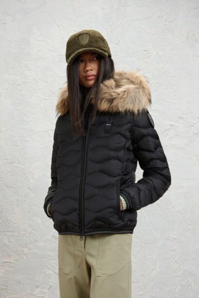 Blauer piumino con bordo in pelliccia Aldie 26wbldc03034-006047 [10908b0b]