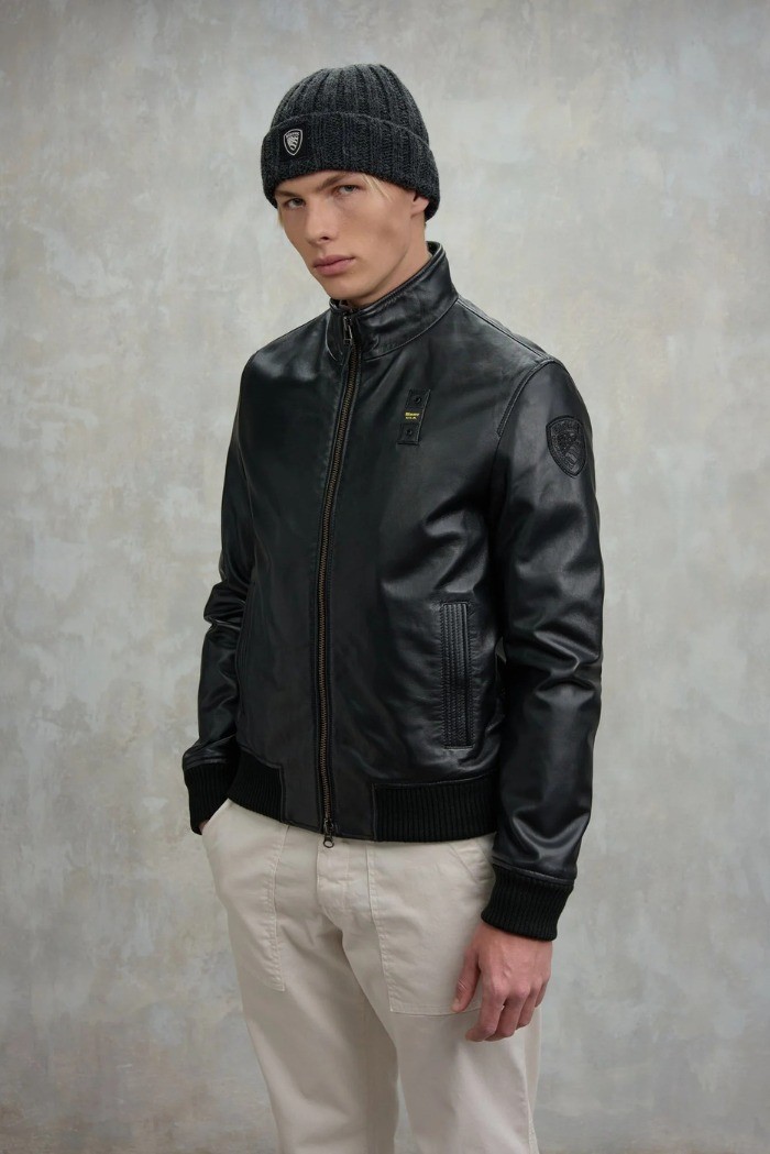 Blauer bomber in morbida pelle Petrel 26WBLUL01537-007340 [88a8037c]
