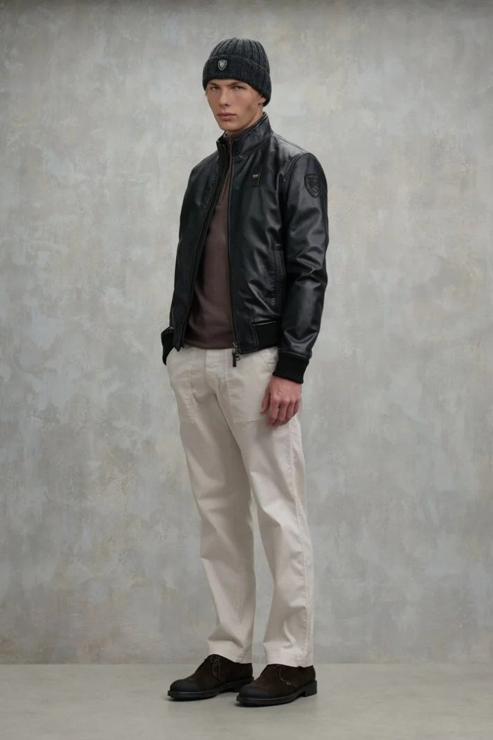 Blauer bomber in morbida pelle Petrel 26WBLUL01537-007340 [e6938175]