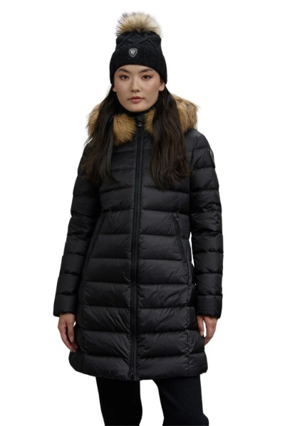 Blauer piumino lungo con pelliccia Kristin 26WBLDK03040-006047 [d9ebe65f]
