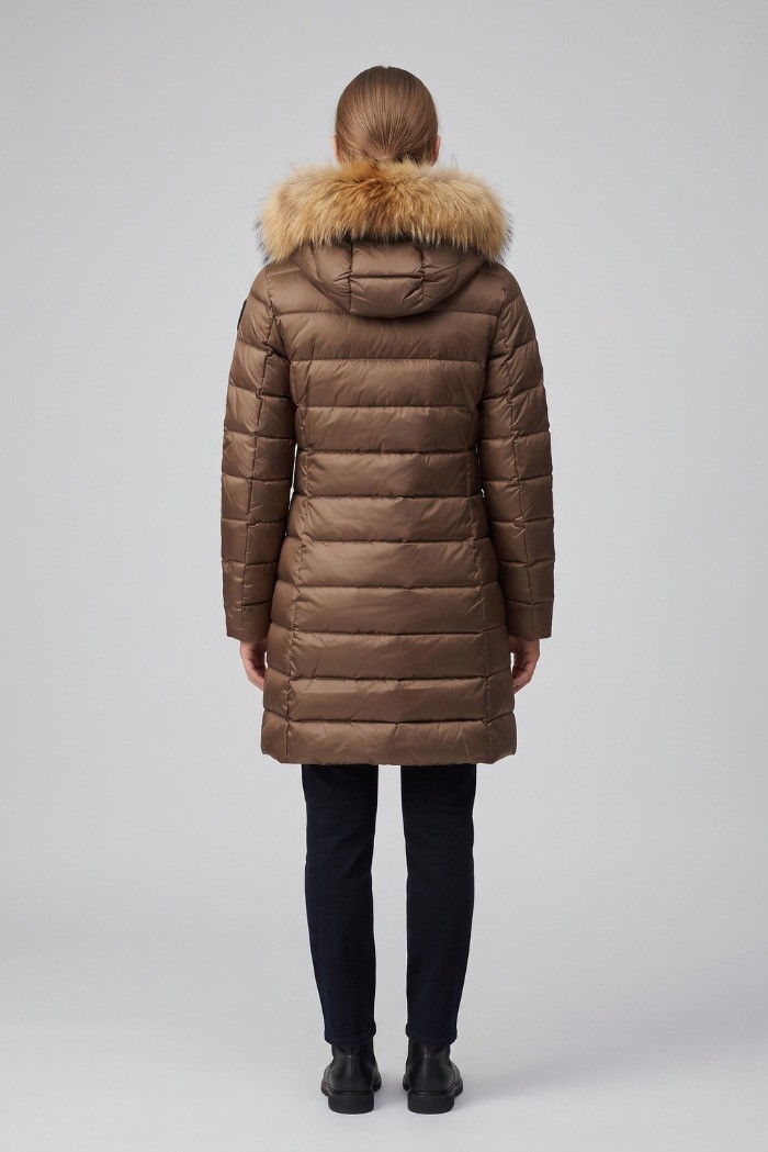 Blauer piumino lungo con pelliccia Kristin 26WBLDK03040-006047 [72cdb035]