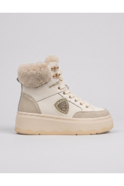 Blauer scarponcino con ecopelliccia e logo strass MARIBEL02/LES [efb9973c]