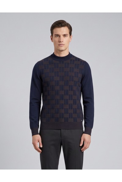 Markup maglia girocollo in cotone con intarsi a contrasto MK2900035 — 805219040080720_1
