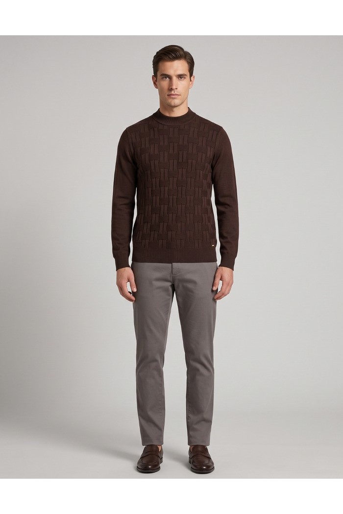 Markup maglia girocollo in cotone con intarsi a contrasto MK2900035 [d839edbe]